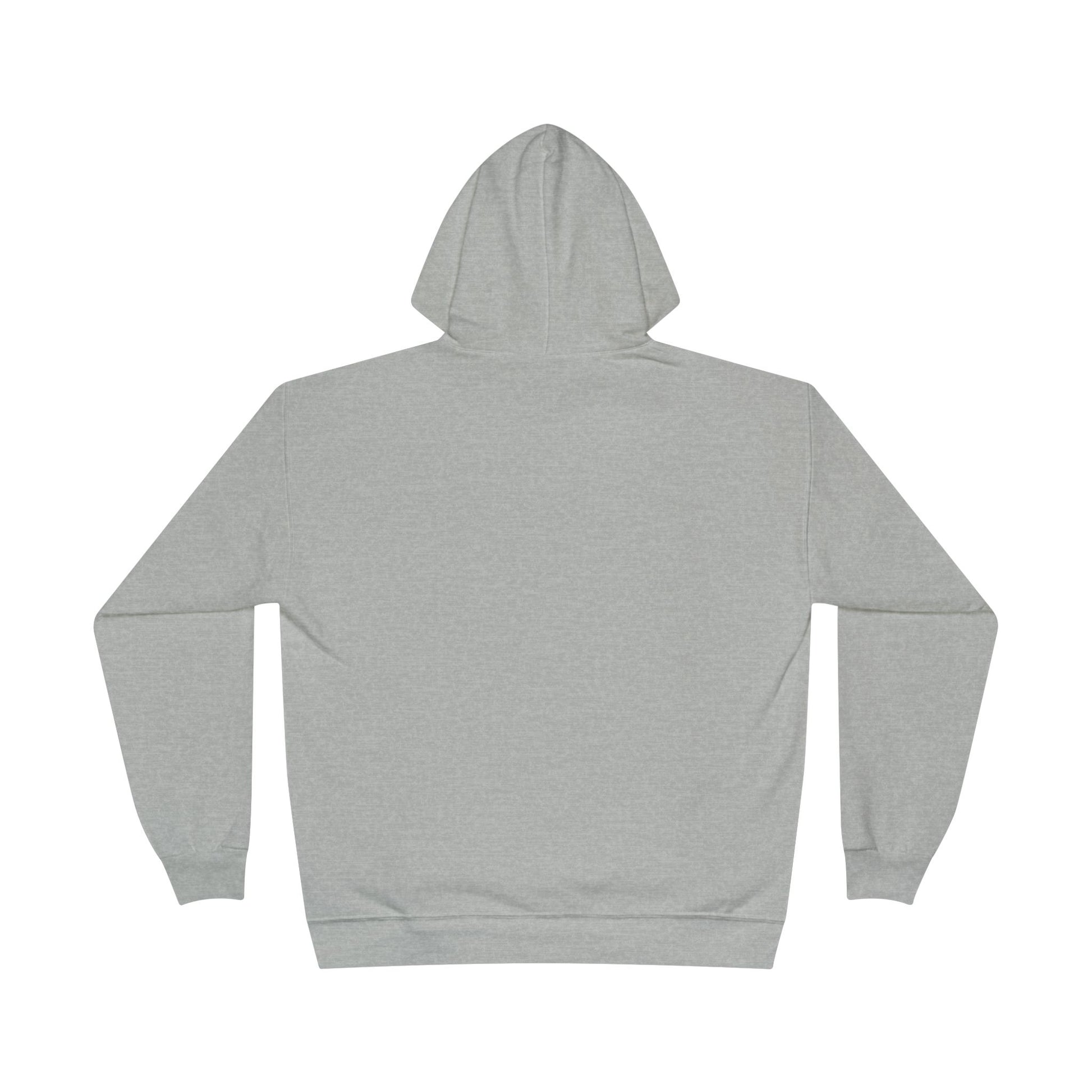 a back image of a light steel color hoodie