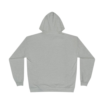 a back image of a light steel color hoodie