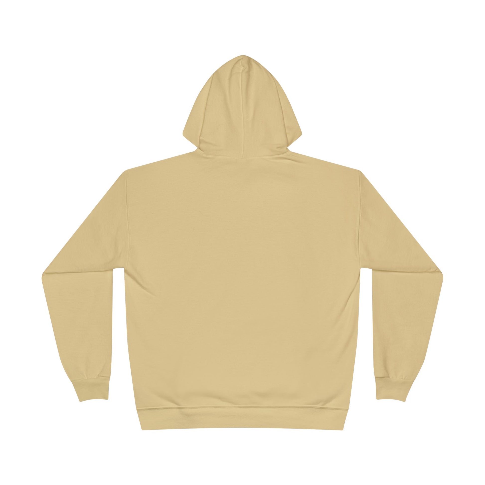 a back image of a athletic gold color hoodie