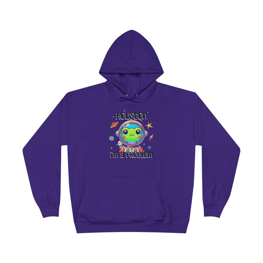 a purple colored hoodie with graphic of a cute astronaut frog in a spacesuit, ready for an interstellar adventure. The design showcases the frog as a space cadet, radiating charm and joy, perfect for spreading smiles across the galaxy